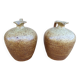 Pair of small antique stoneware oil jars