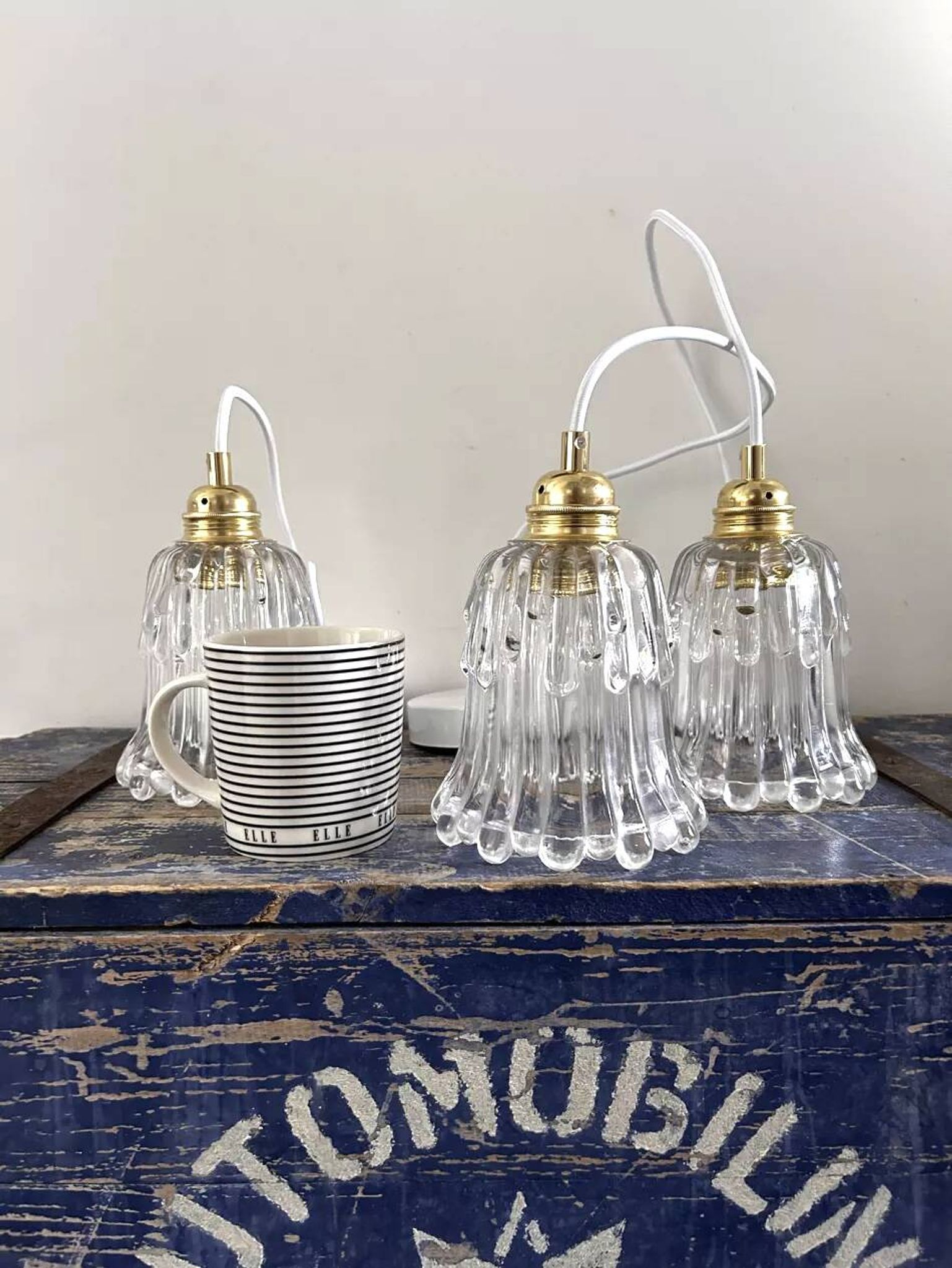 Lot de trois suspensions vintage