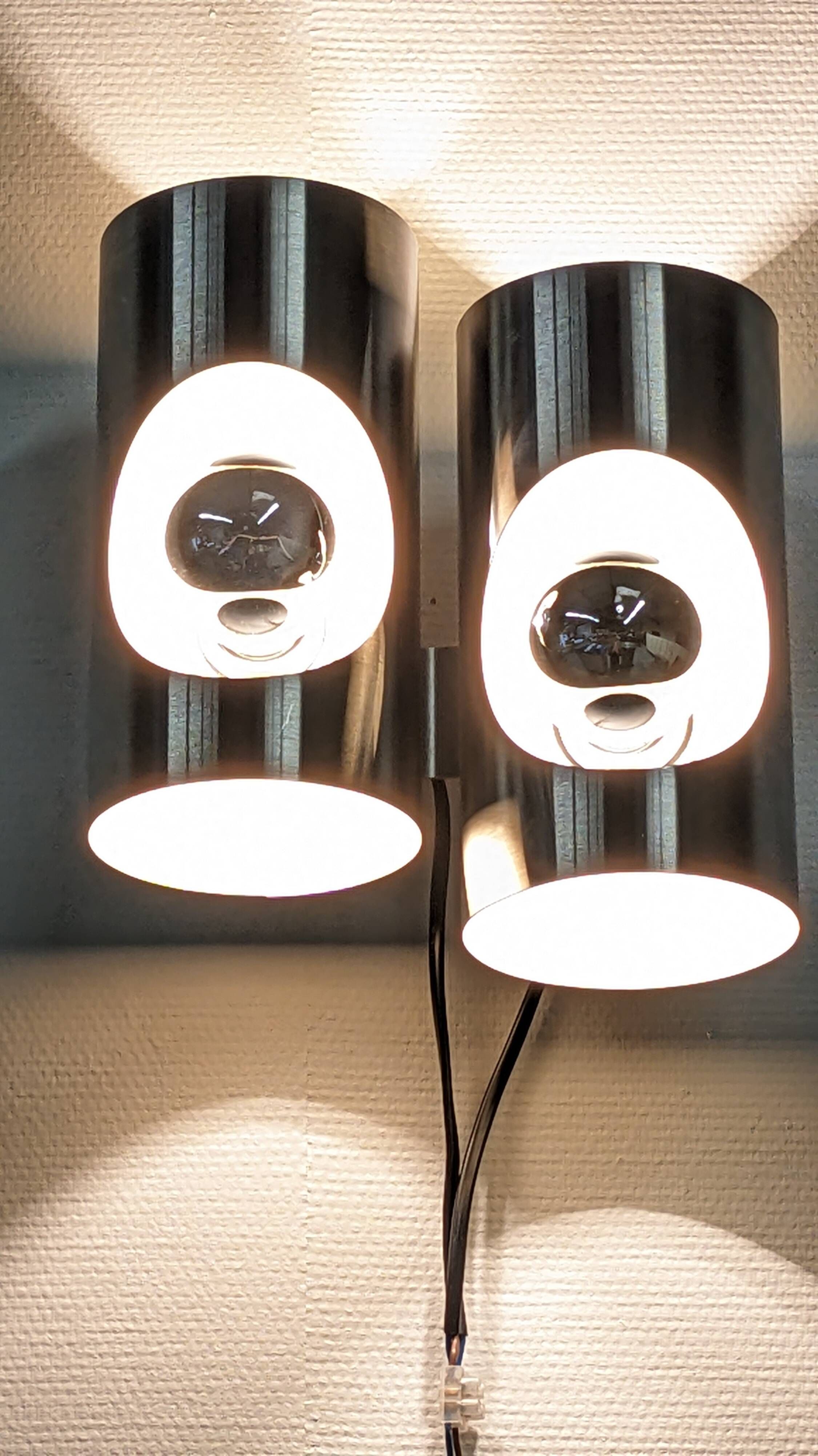 Pair of Space Age double pipe wall lights by Oxar France, 1960s-70s