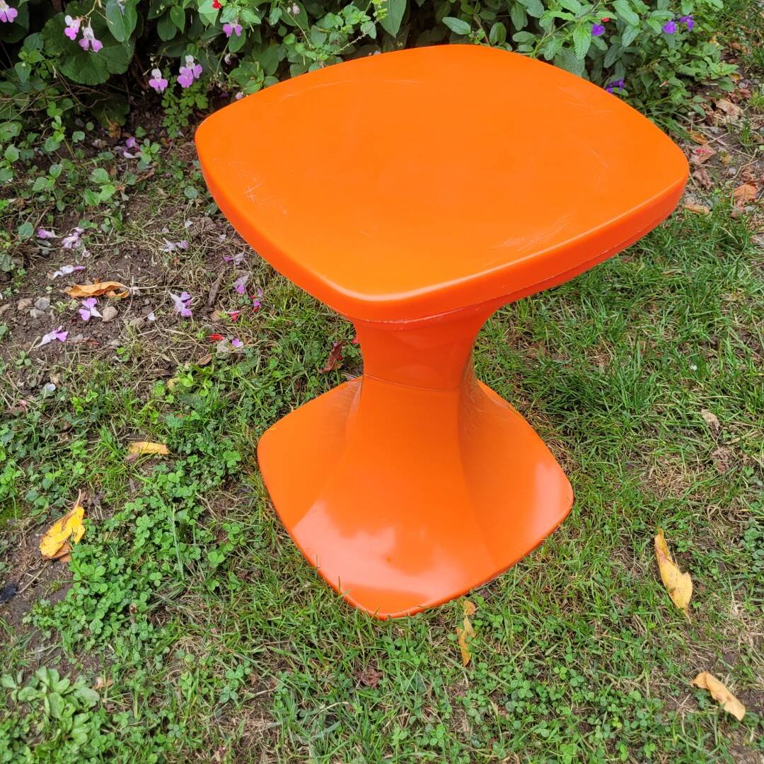 Orange seventies stool/ vintage/ decoration