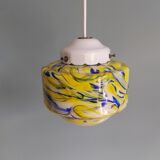 Multicolored veined opaline pendant lamp, 60s