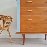 Retro chest of drawers with spindle legs