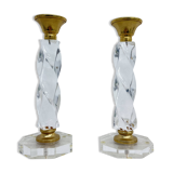 Set of 2 lucite twisted candle sticks, 1970’s