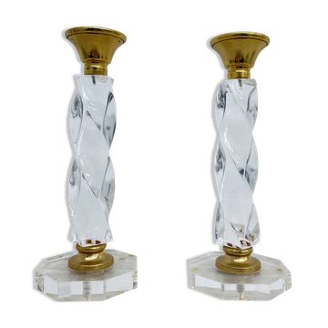 Set of 2 lucite twisted candle sticks, 1970’s