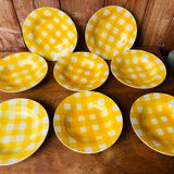 Set of 8 hollow plates Digoin yellow Scottish model 50-60s