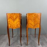 Pair of marquetry bedside tables, 20th century