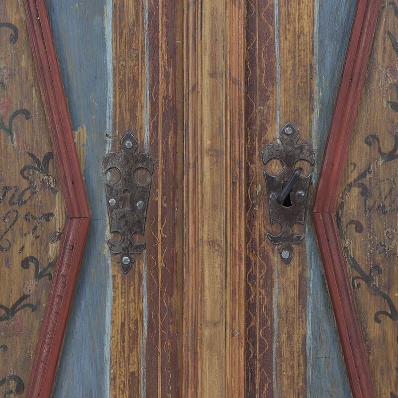 Armoire de mariée peinte art populaire de ferme rustique, 1827