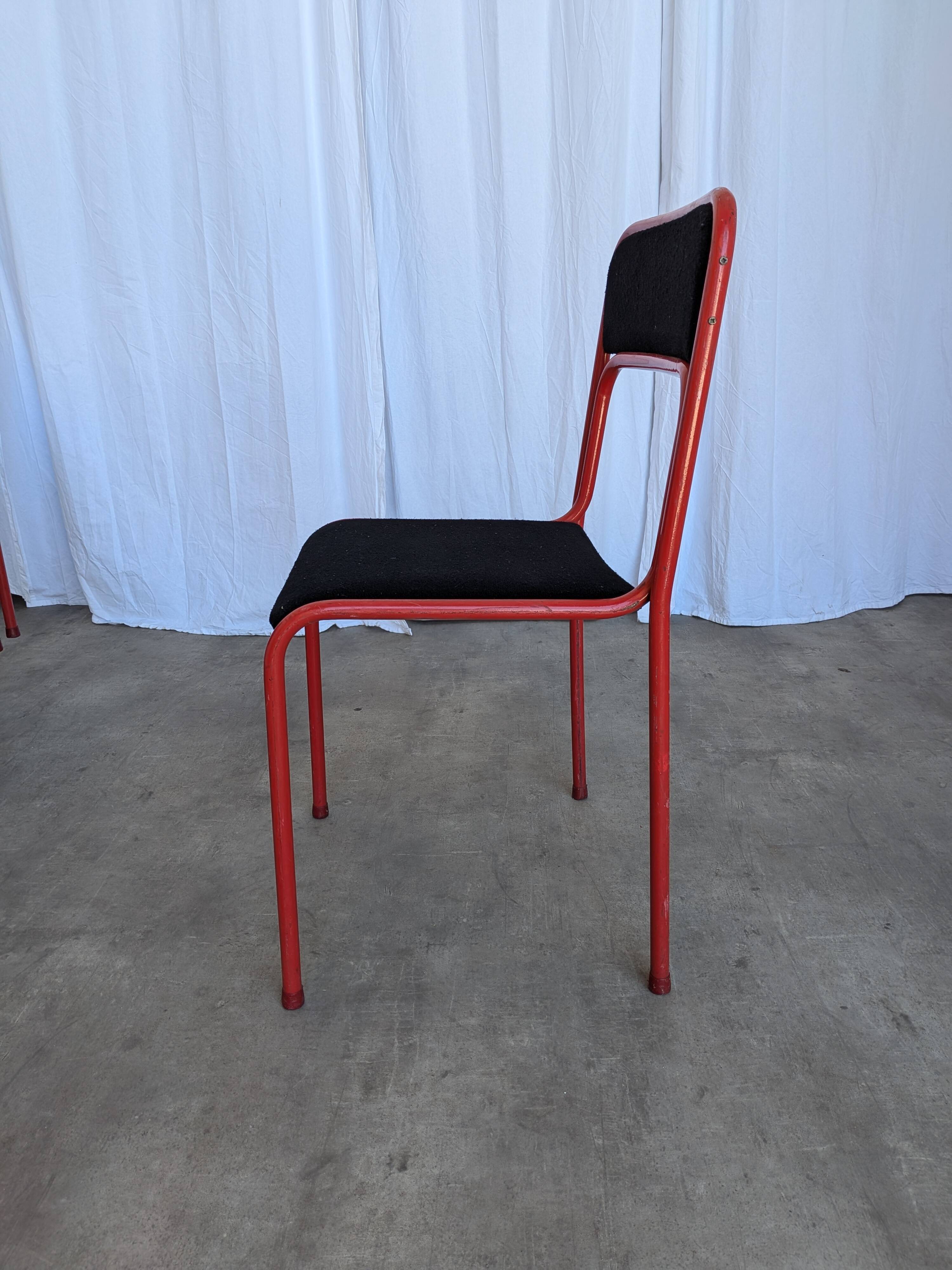 Space Age Stackable Dining Chair / 1970s Red & Black Metal Chair (9 in stoc