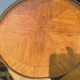 Louis XVI style pedestal table in pink wood marquetry XX century