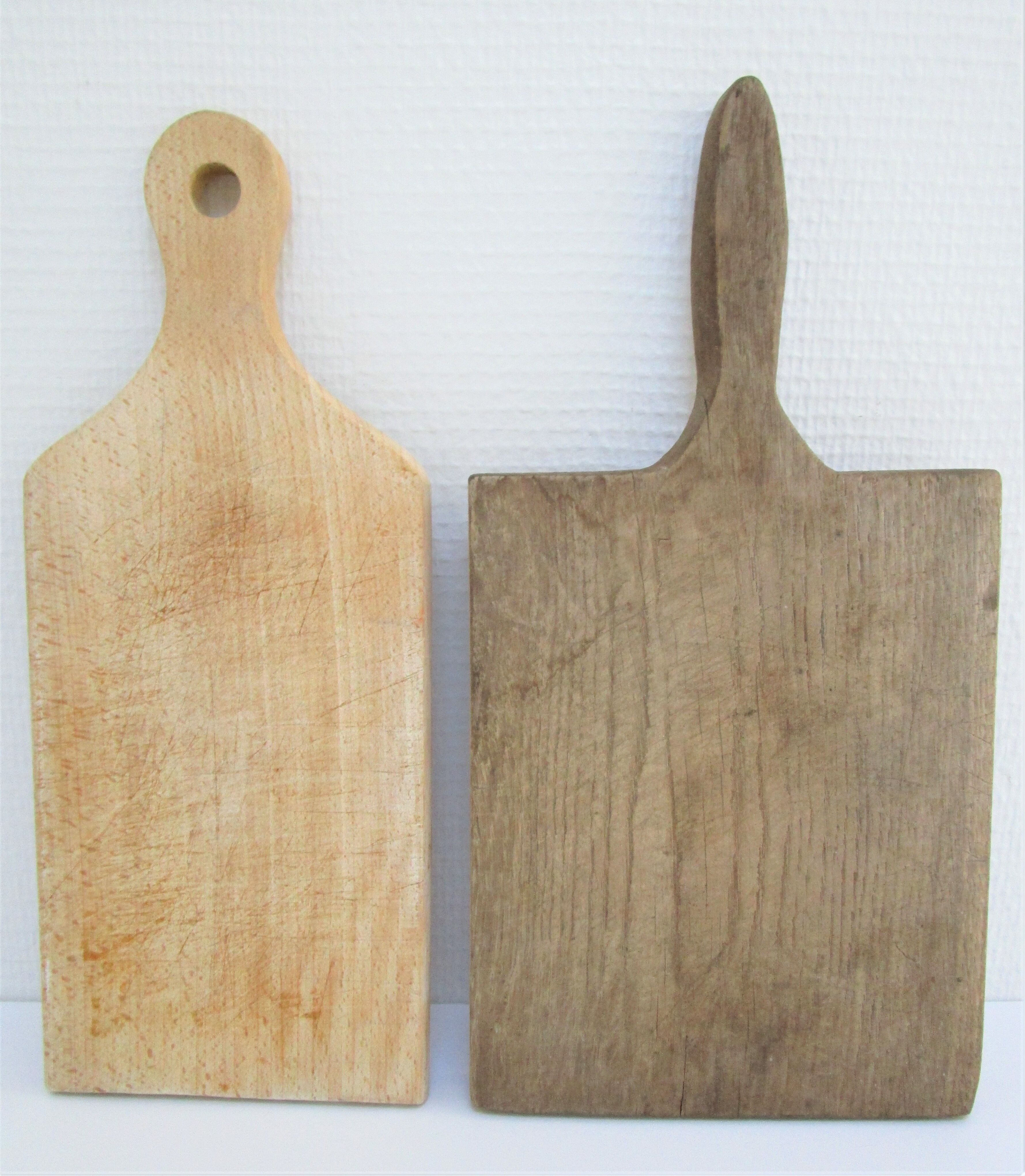 Two vintage solid wood cutting boards