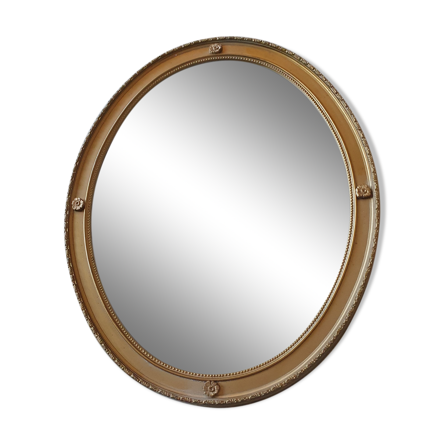 vintage mirror oval gilded with flowers 51 of 42