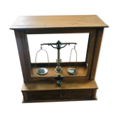 Apothecary trebuchet scale in wooden chest