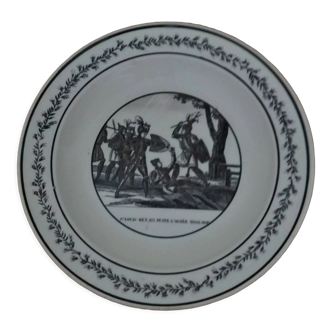 Earthenware plate Montereau 1825 brand in hollow Mau