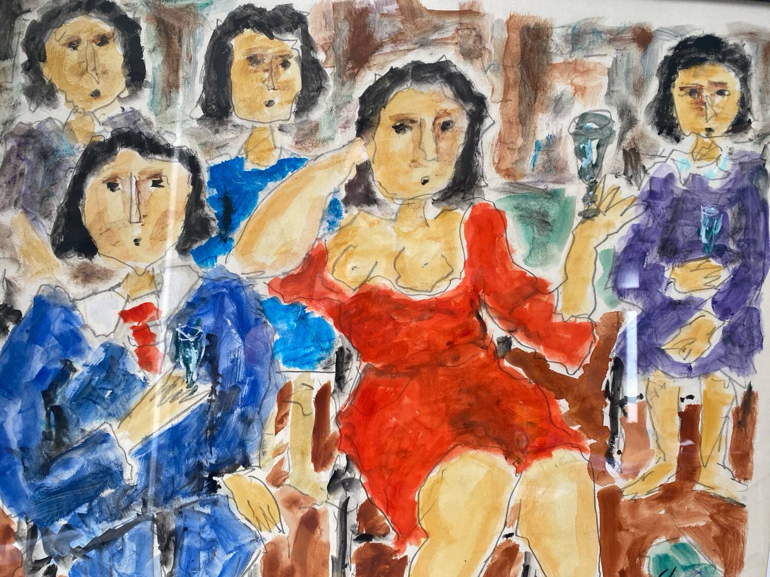 Watercolor drawing signed Chanco