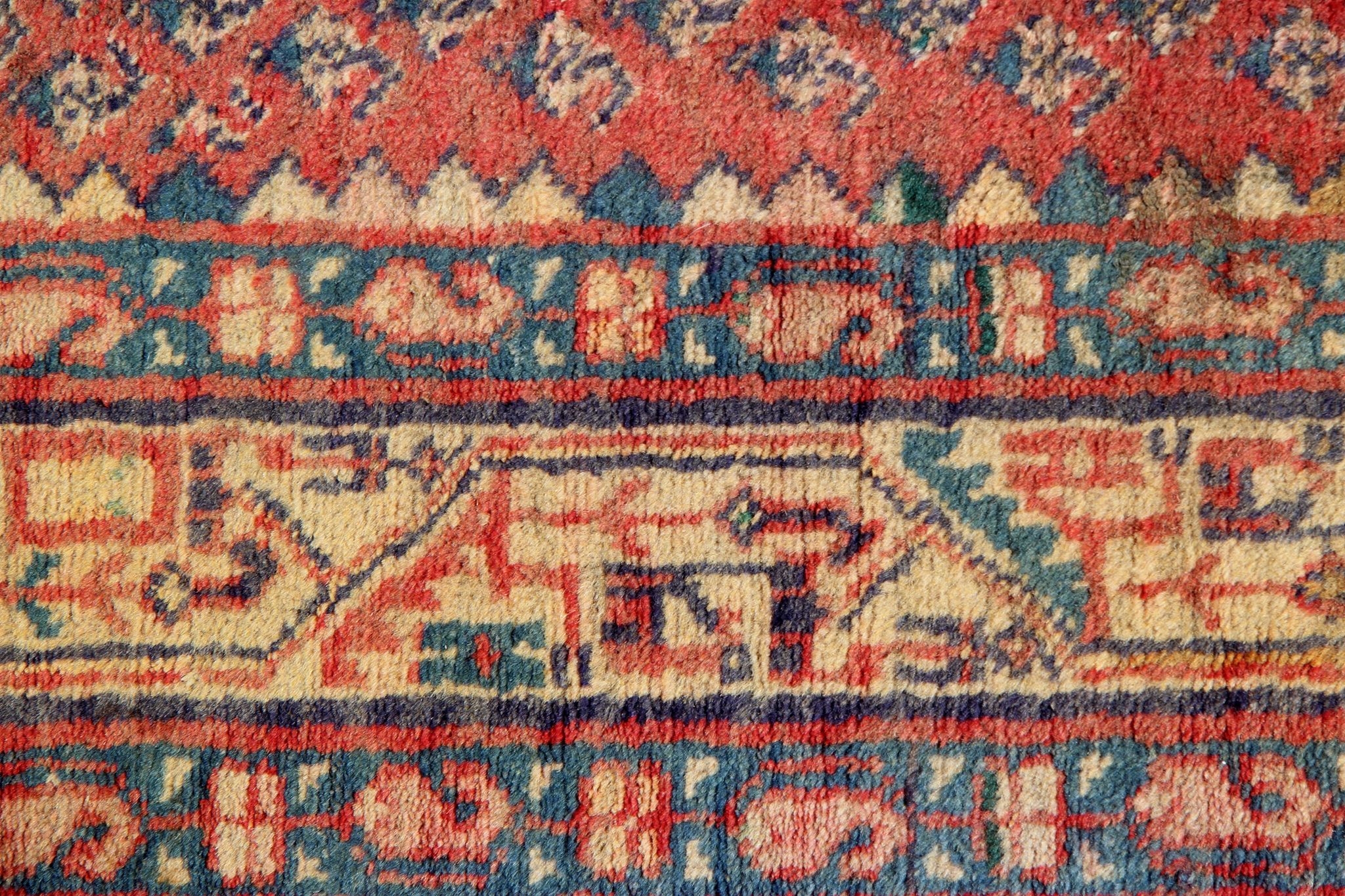 Long handmade wool persian runner traditional oriental rug- 105x320cm
