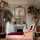 Napoleon III period chaise longue in burgundy velvet with floral decoration -