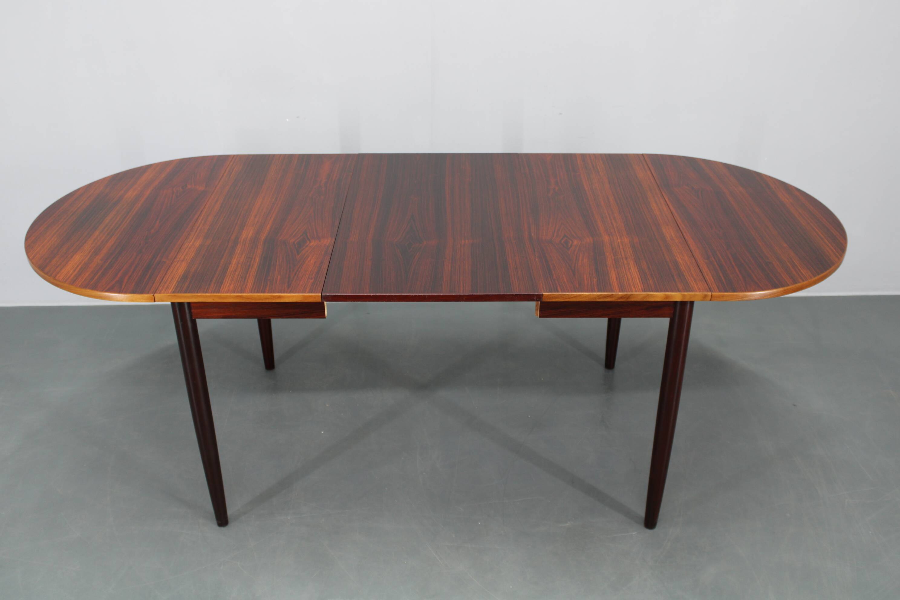 1960s Danish extendable palisander dining table, 4 leaves, restored