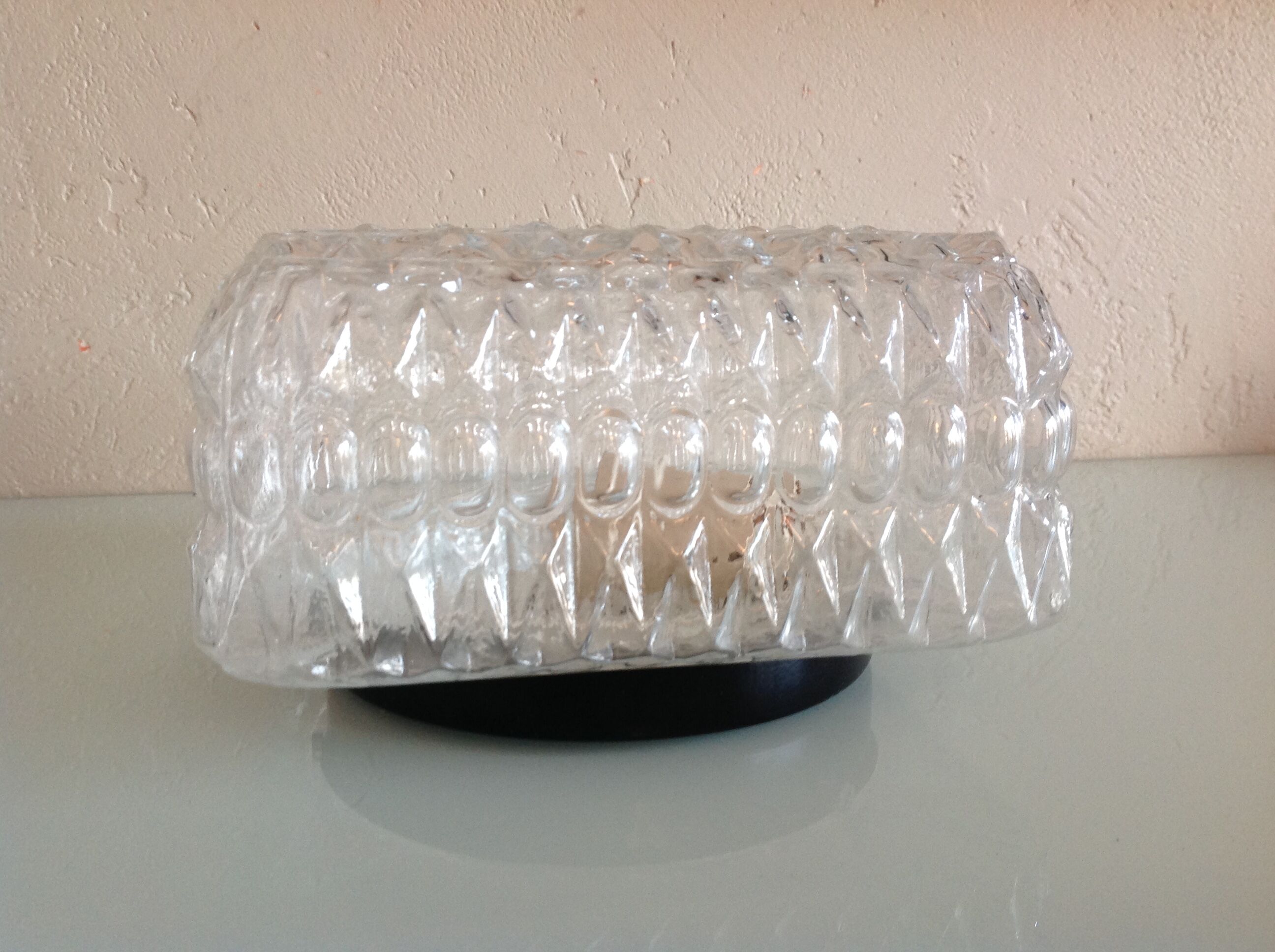 Structured /vintage square glass ceiling lamp 60s-70s
