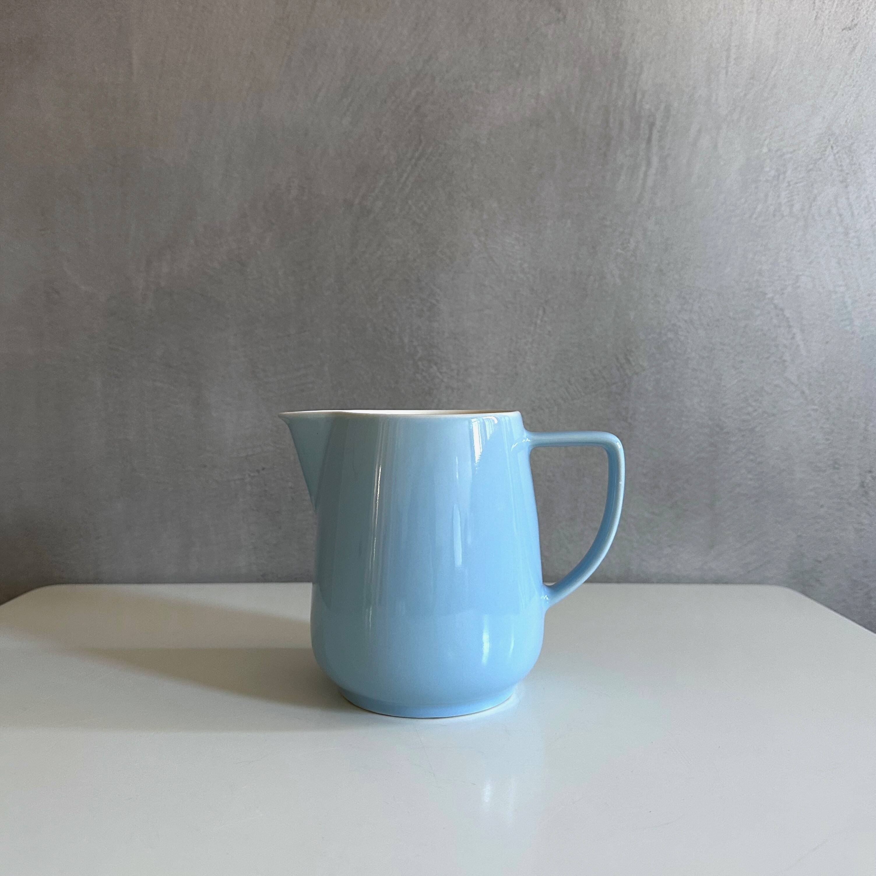 Vintage ceramic jug pastel blue, waku germany, 50's kitchen