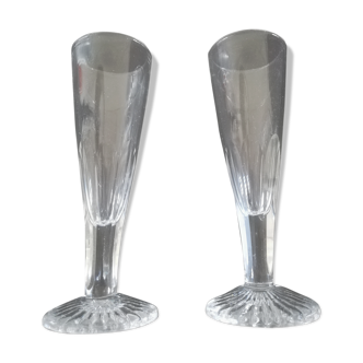 2 art deco champagne flutes