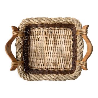 Rectangular burlap wicker basket