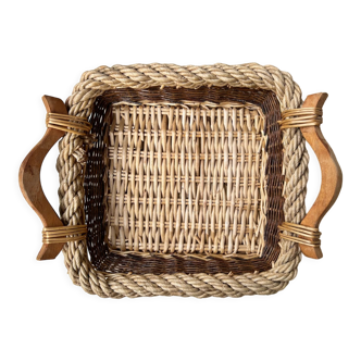 Rectangular burlap wicker basket