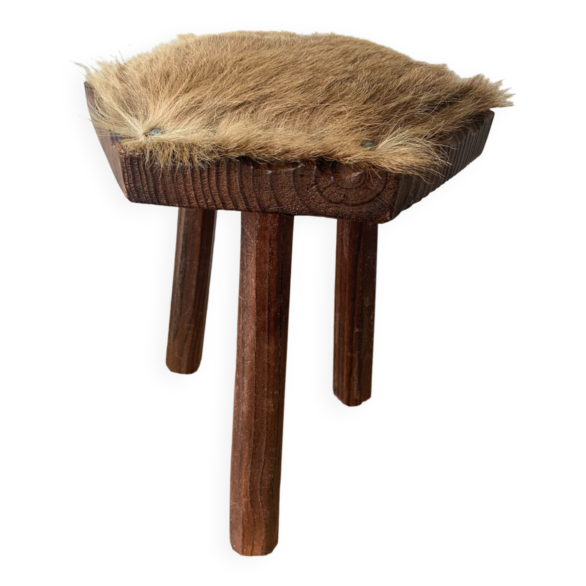 Wood and skin tripod stool