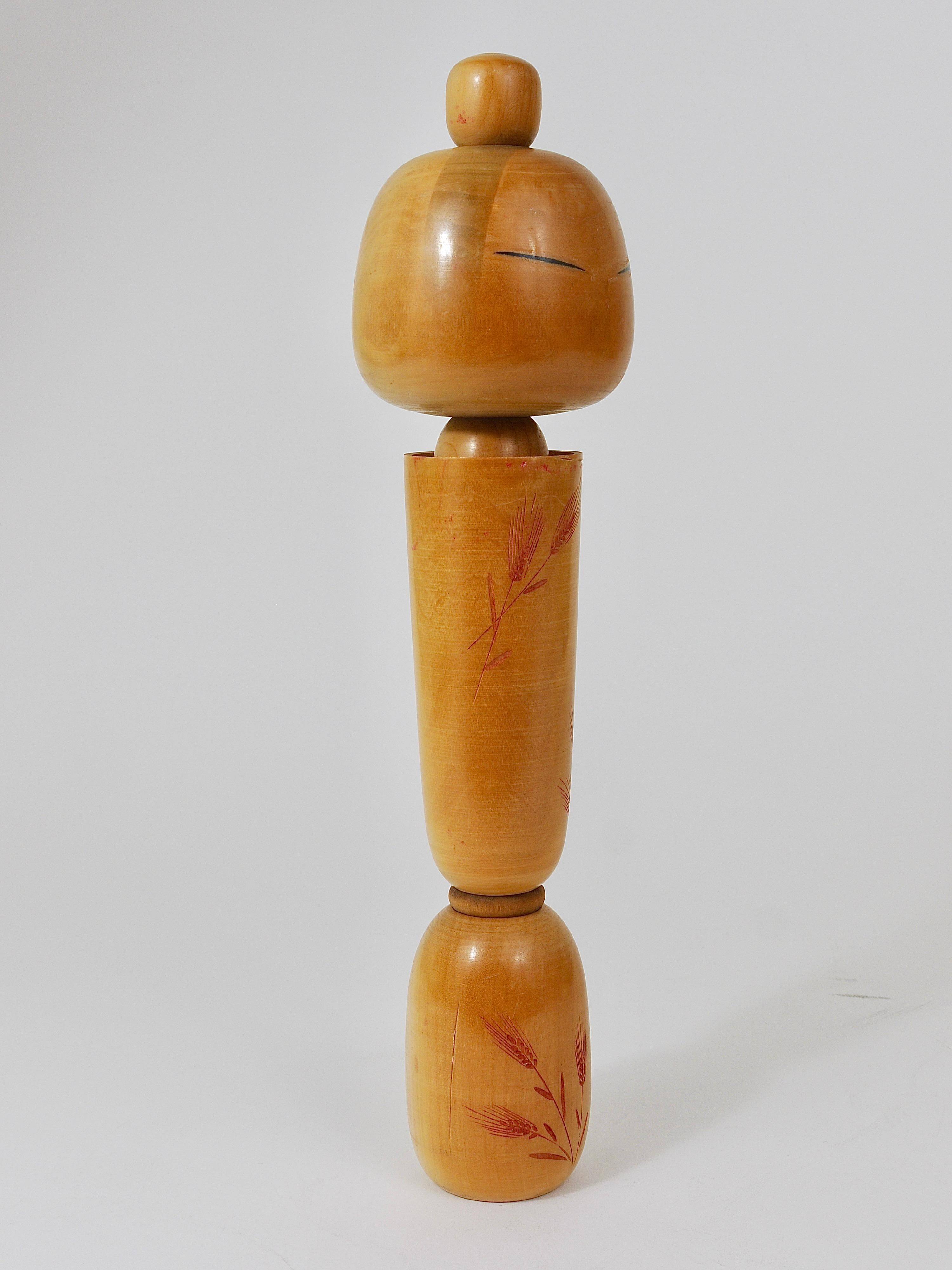 Decorative Kokeshi doll sculpture by Sadao Kishi from Japan, hand-painted.