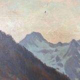 Painting "River of the Alps", Oil on panel, framed