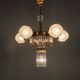 Czech Art Deco Brass and Glass Chandelier, 1950s