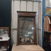 Miroir en chêne à colonnes torsadées