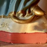 Ancient plaster statue of the Virgin and Child Jesus - hand painted - 54 cm - 1936