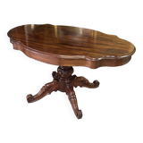 Large Louis Philippe period mahogany fiddle-shaped pedestal table, 19th century