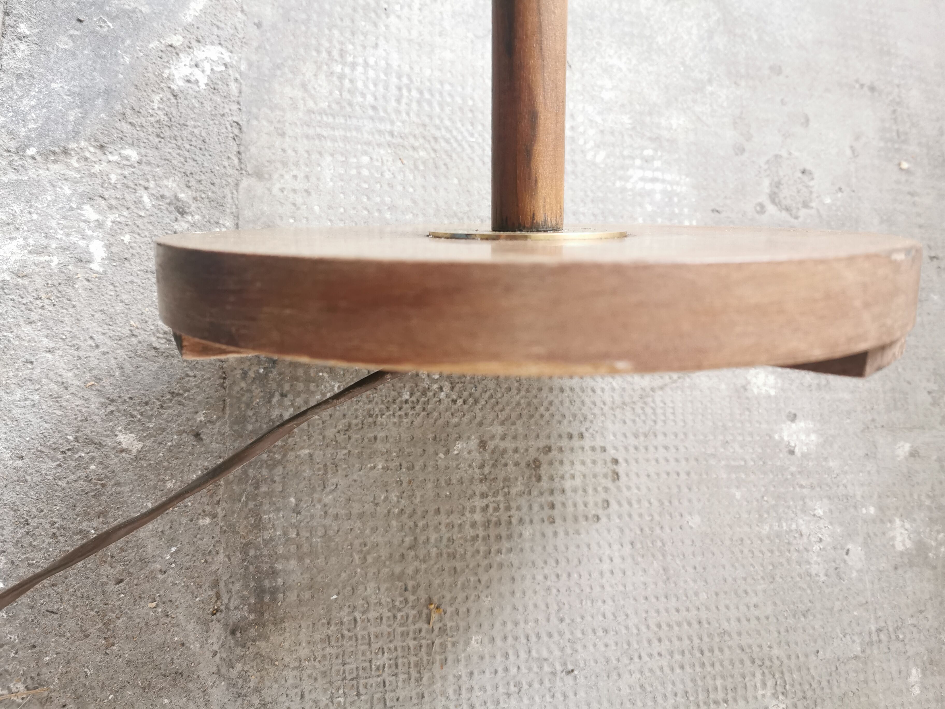 Scandinavian floor lamp 1960, wood and brass