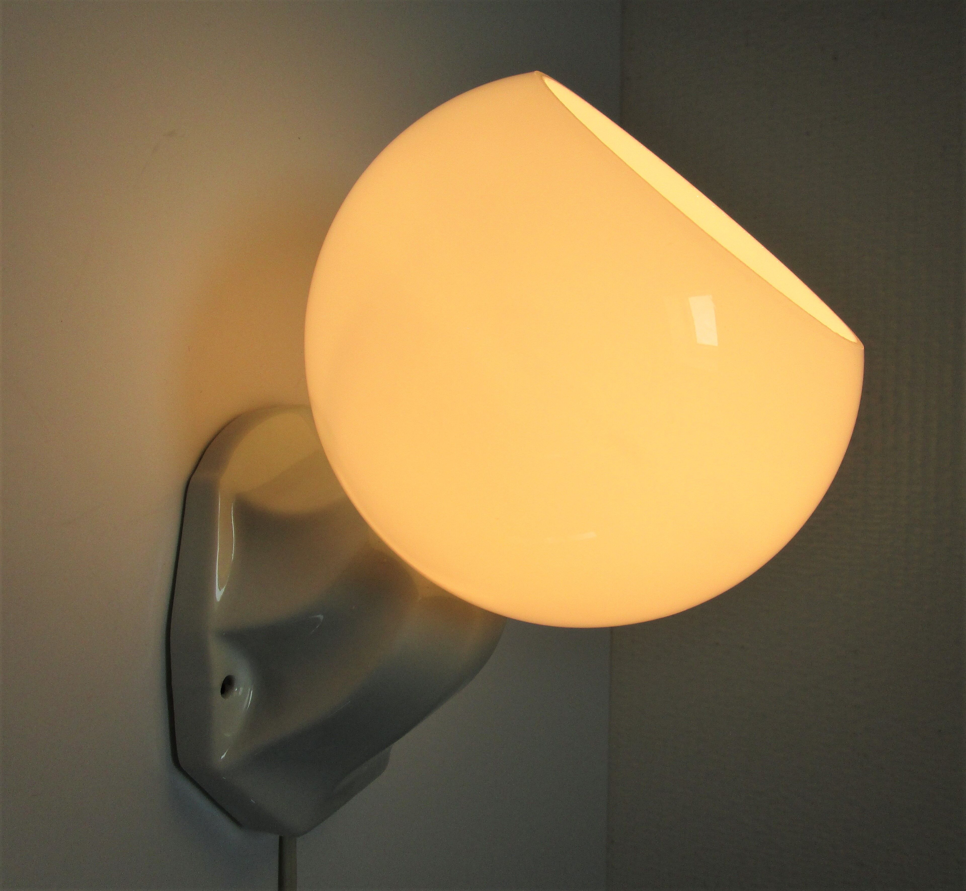 Vintage opaline porcelain wall lamp art deco style