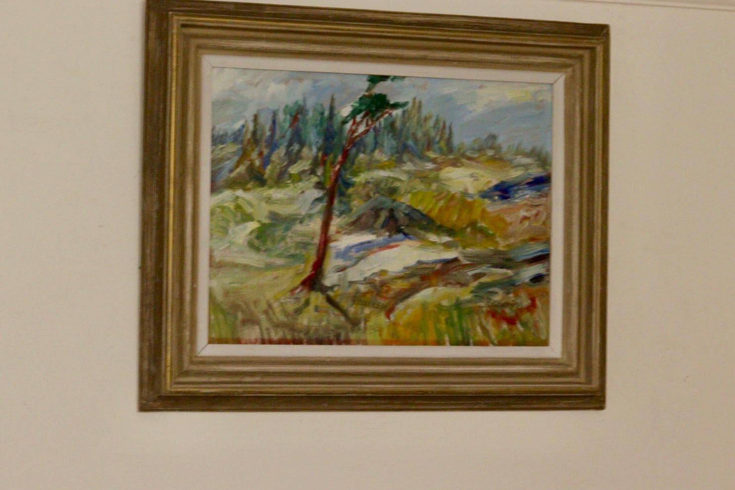 Framed oil on panel "Landscape", Sweden mid 20th century