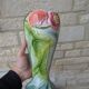 Antique large slipware vase decorated with anemones, Saint Clément, H30cm.