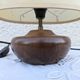 Vintage bedside lamp 60s 70s wooden base dried flower lampshade