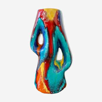 Vase céramique multicolore