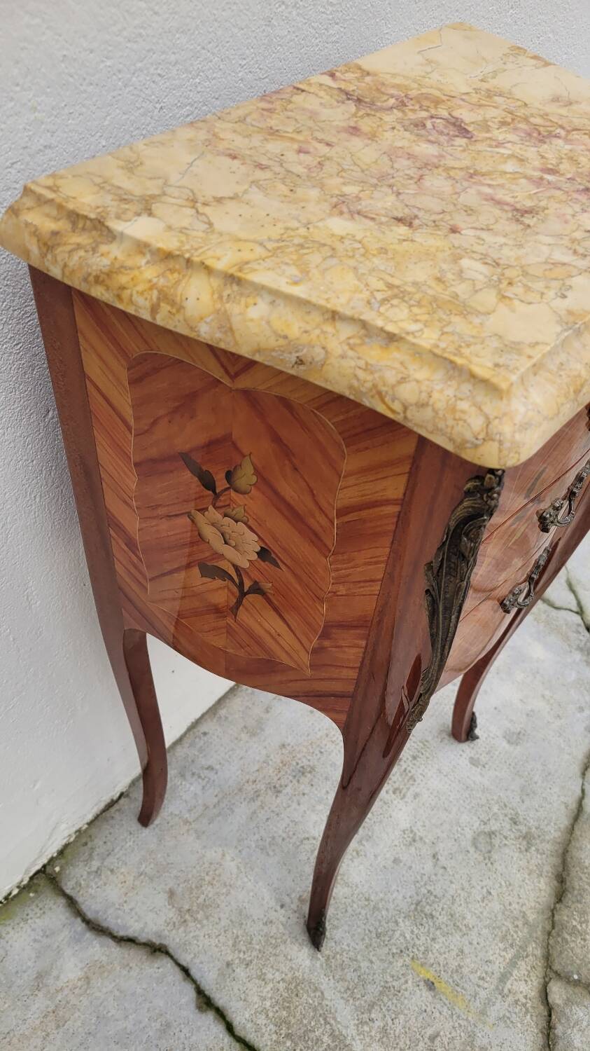 Louis xv style bedside table in rosewood marquetry