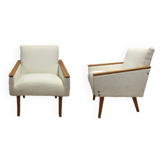 Pair of reupholstered 60s armchairs