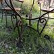Garden furniture wrought iron and wood table and 4 armchairs