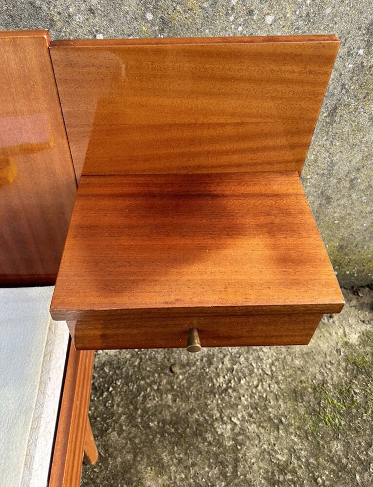 Electric double bed, varnished wood, vintage, 1960s