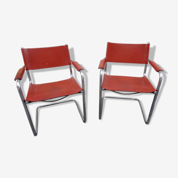 Fauteuils vintage en cuir et chrome