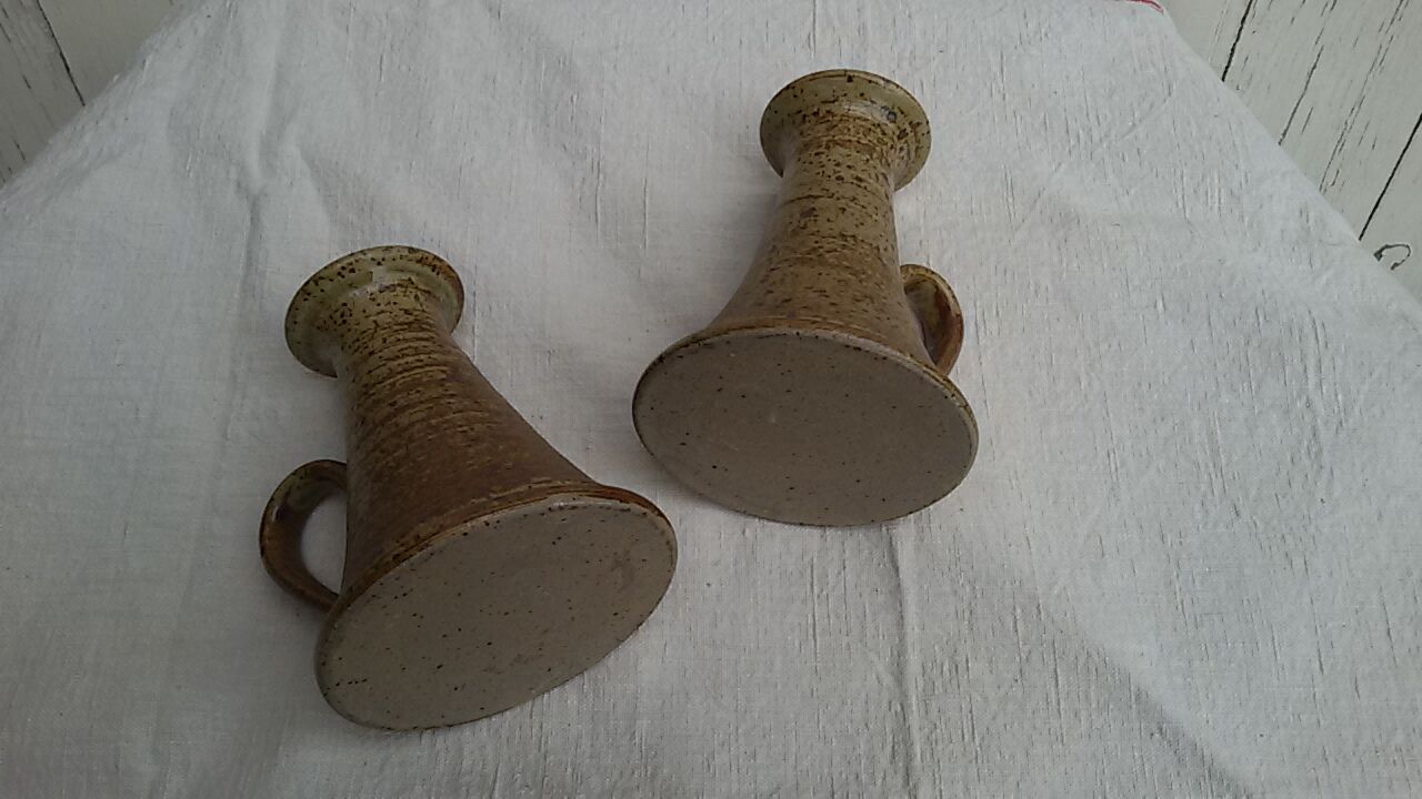 Pair of candlesticks in stoneware vintage 70