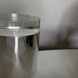 Silver metal and plexiglass ice bucket 1970 Space Age