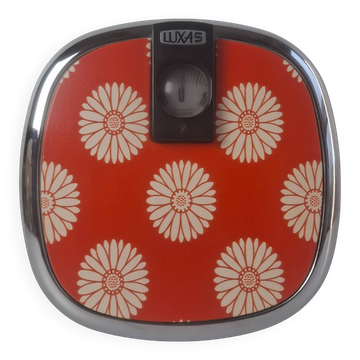 Mid-century Luxas retro scale Czech orange floral chrome vintage decor