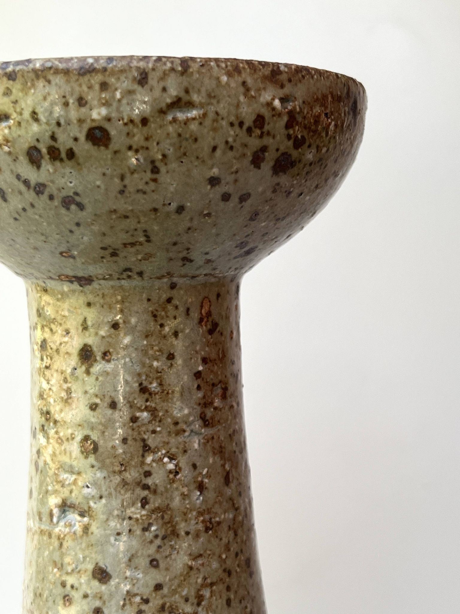 Glazed stoneware vase-candle holder, Alain Blanchard, Poterie du Méjou 1970