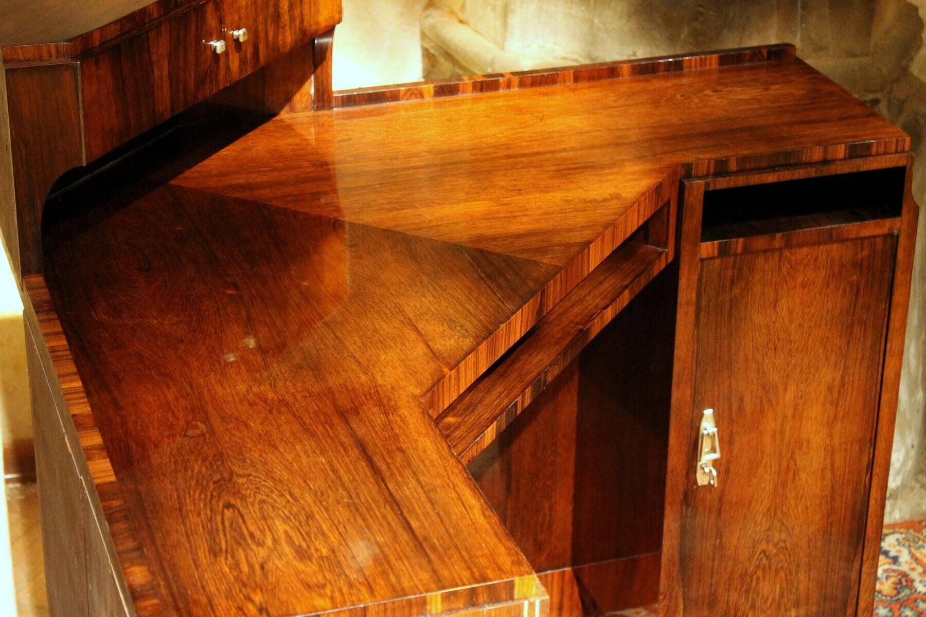 Art Deco Veneer Writing Desk or Vanity Table, 1920s