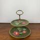 2-tiered majolica server/tray, Sarreguemines, early 20th century